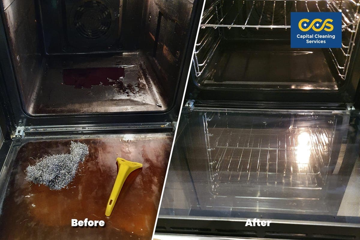 Before and after of a carpet cleaned by CCS