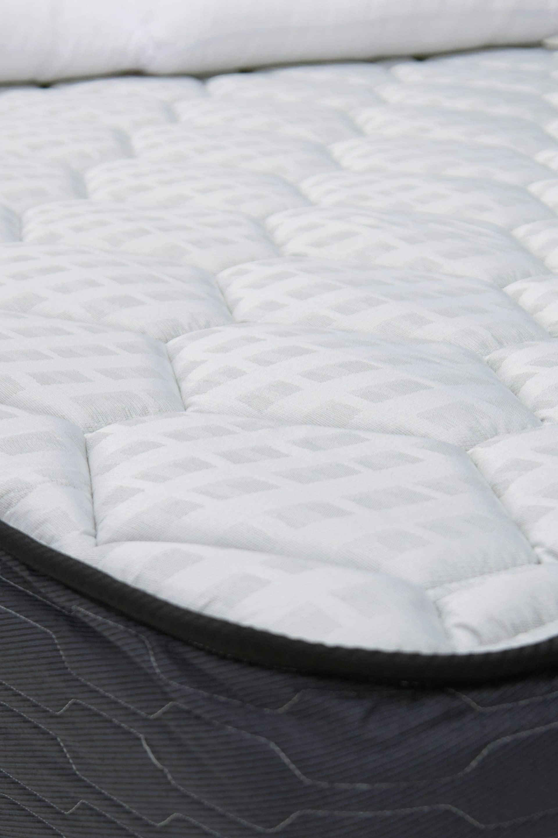 Close up of a clean white quilted mattress