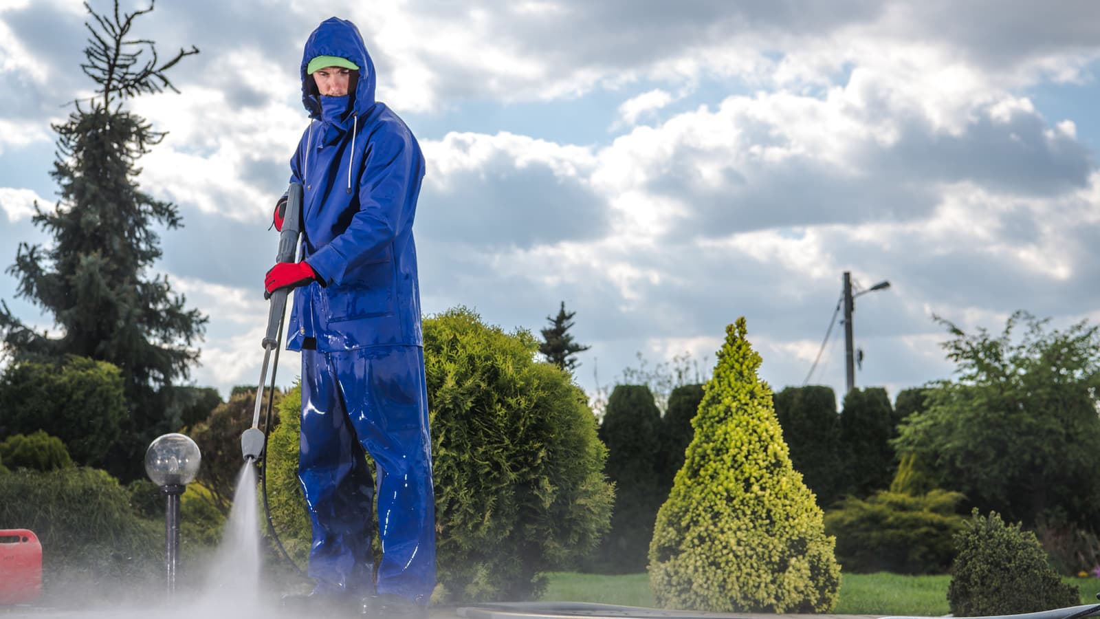 Commercial jet washing of outdoor surfaces