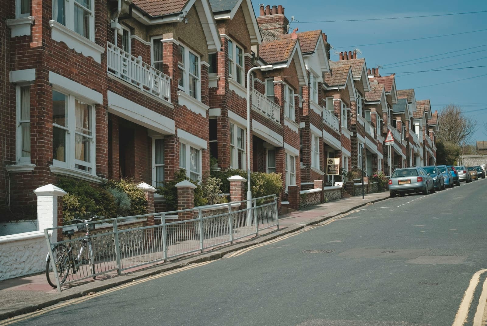 Red brick terraced houses on a British street